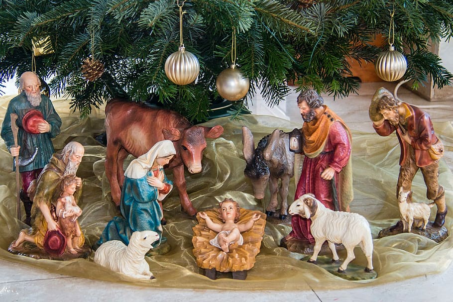 家族, クリスマス, 父のクリスマス, クリスマスイブ, 出現, ベビーベッド, ベツレヘム, ストール, 人々のグループ, 子供