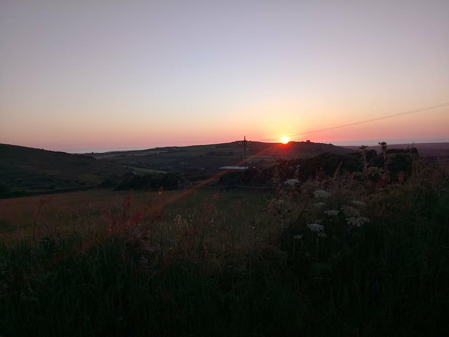 sunset, cornwall, redruth, sky, environment, scenics - nature, tranquility, beauty in nature, tranquil scene, landscape