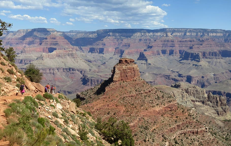 Grand Canyon, Landscape, Scenic, Rock, erosion, geology, stone, hikers, trail, hiking