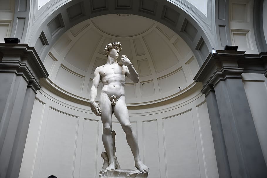 david, miguel angel, statue, florence, revival, sculpture, art, academy, low angle view, architecture