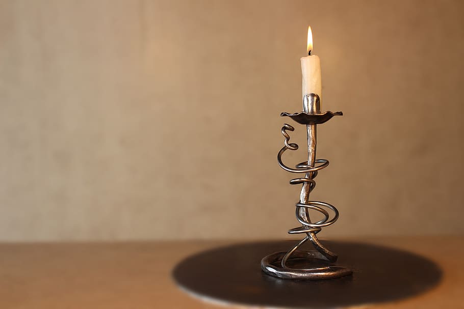 candle, stainless, steel, stand, candlestick, forging, metal, forge, burning, indoors
