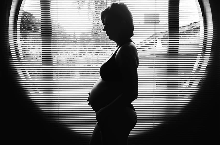 silhouette, pregnant, woman, pregnancy, belly, mother, maternity, expecting, people, female