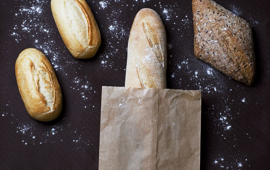 roti, baguette, toko roti, makanan, kesegaran, makanan dan minuman, dalam ruangan, langsung di atas, tepung, tidak ada orang