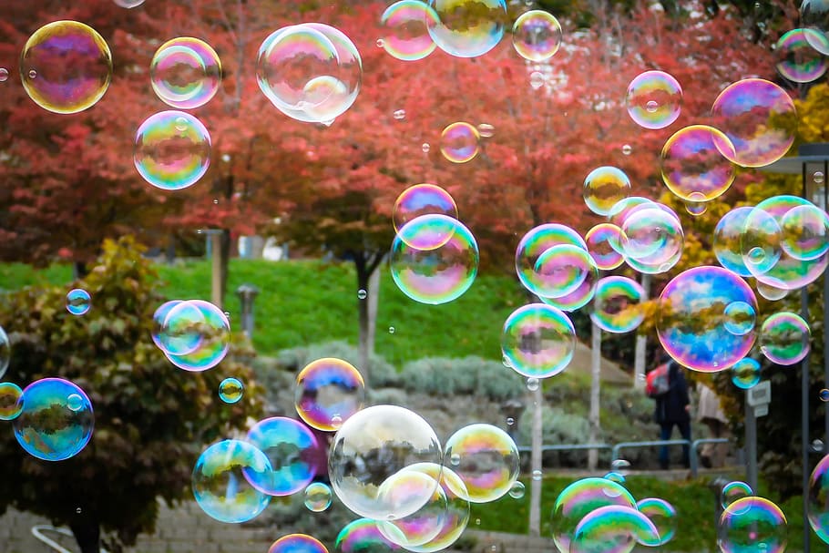 clear bubble lot, bubbles, soap bubbles, blow, balls, fly, float, ease, colorful, bubble