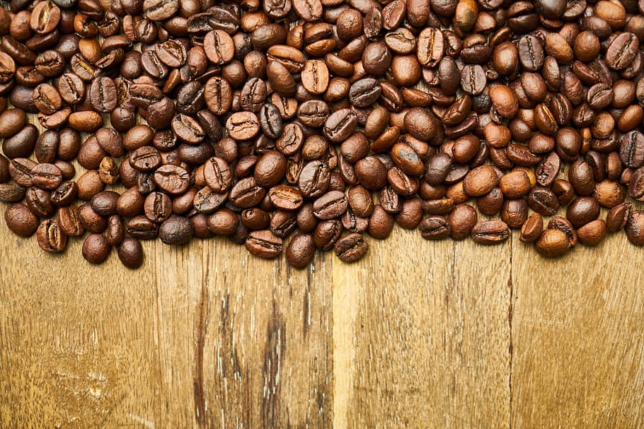 coffee beans, brown, table surface, coffee, core, seed, kernels, table, good morning, nutrition