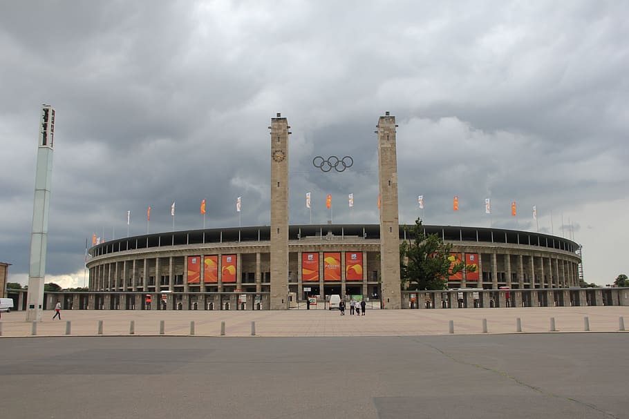 olympic stadium, women's world cup, berlin, architecture, building exterior, built structure, sky, cloud - sky, travel destinations, day