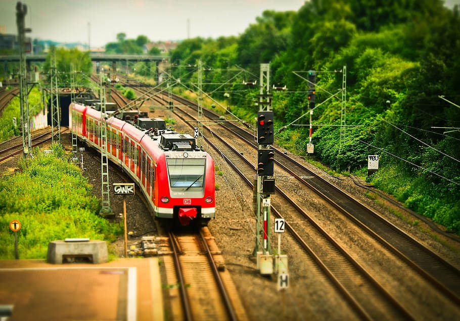 tren rojo, ferrocarril, tren, transporte, parecía, tráfico ferroviario, zugfahrt, locomotora eléctrica, ferrocarriles, vías férreas