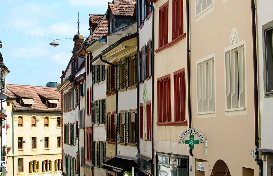 basel, historic center, facades, row, window, shutters, architecture, building, city, historically