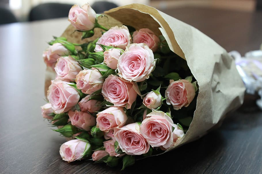 rosa, ramo, flores, mesa, boda, flor, plan krupnyj, celebración, rosa rosa, hermosas flores