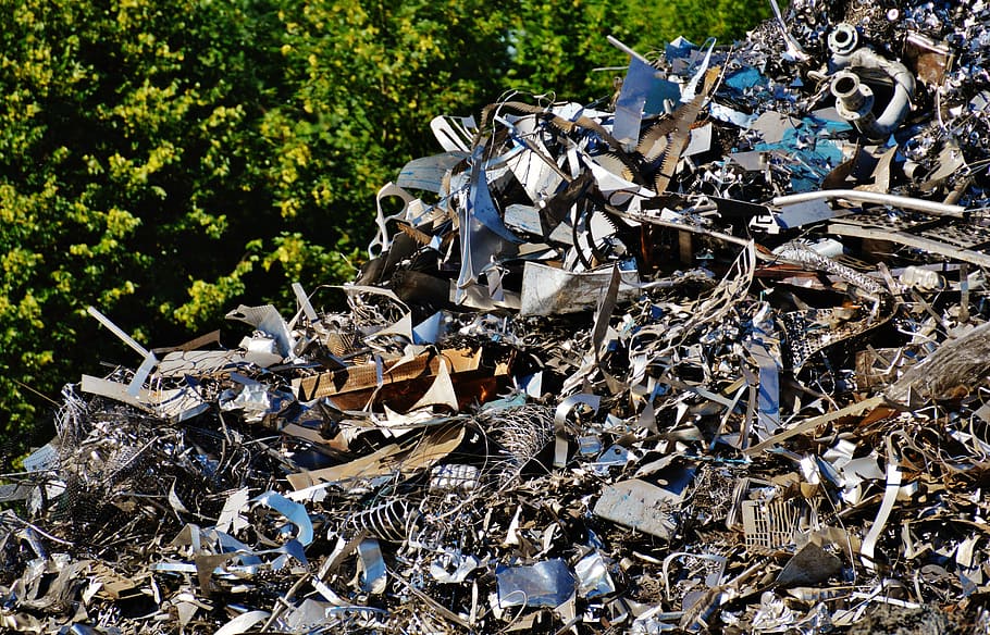 gray metal scraps, iron, scrap, scrap metal, scrap iron, recycling, metal, old, junkyard, day