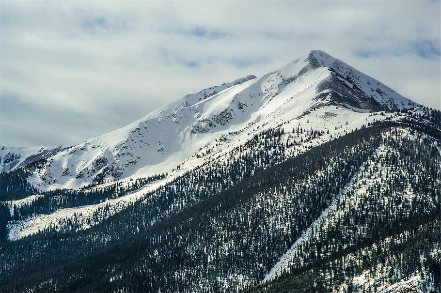 montañas, nieve, invierno, árboles, cielo, colinas, pico, temperatura fría, montaña, belleza en la naturaleza