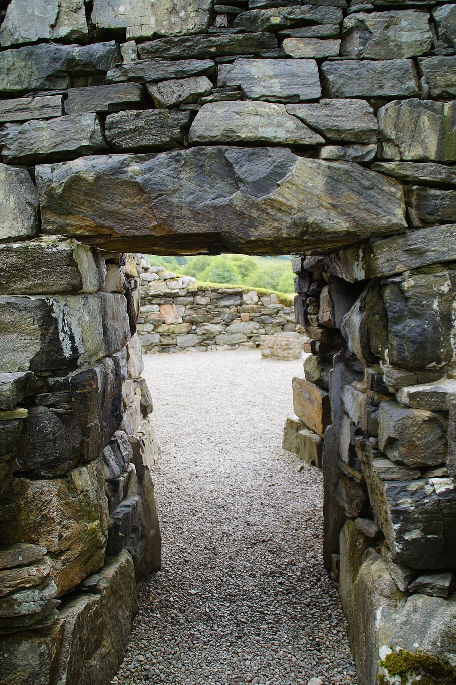 passage, stone, stony, by looking, wall, architecture, archway, goal, old, input
