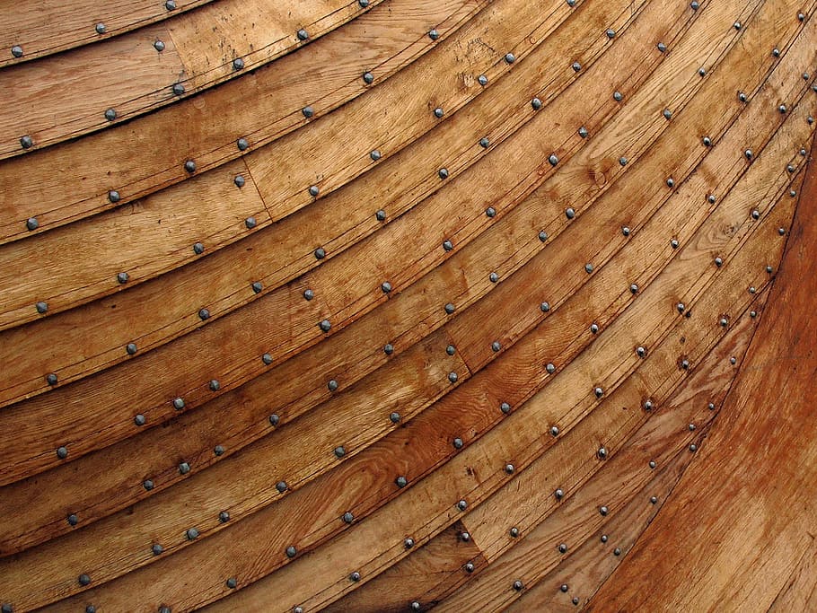 barco vikingo, antigüedad, bote de madera, casco, tablaje, edad vikinga, fotograma completo, fondos, madera - material, marrón