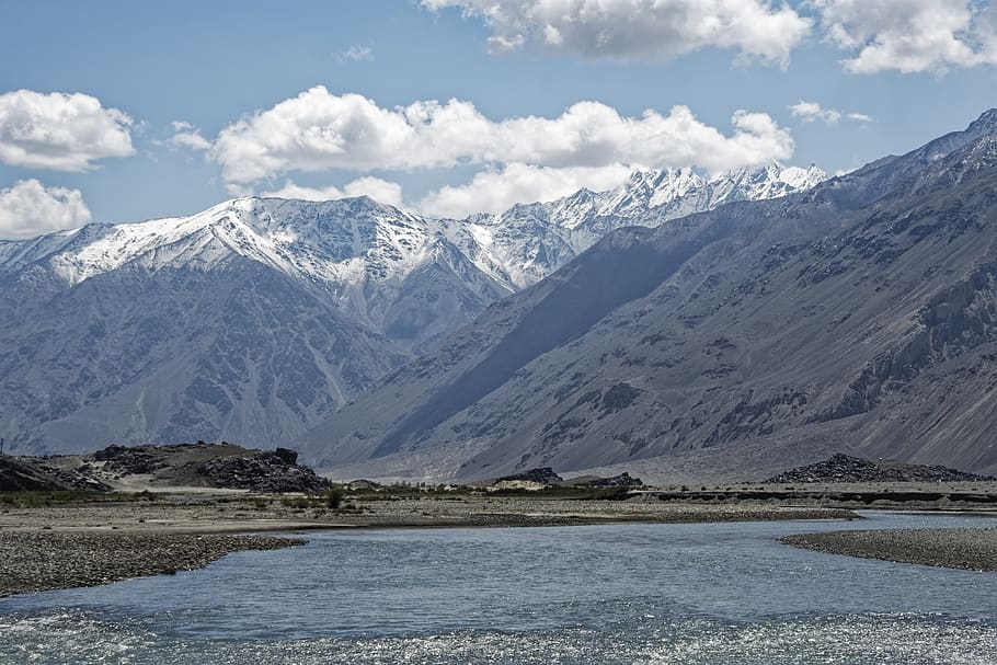 tajikistan, province of mountain-badakhshan, pamir, high mountains, pansch river, pandsch valley, river, water, valley, landscape