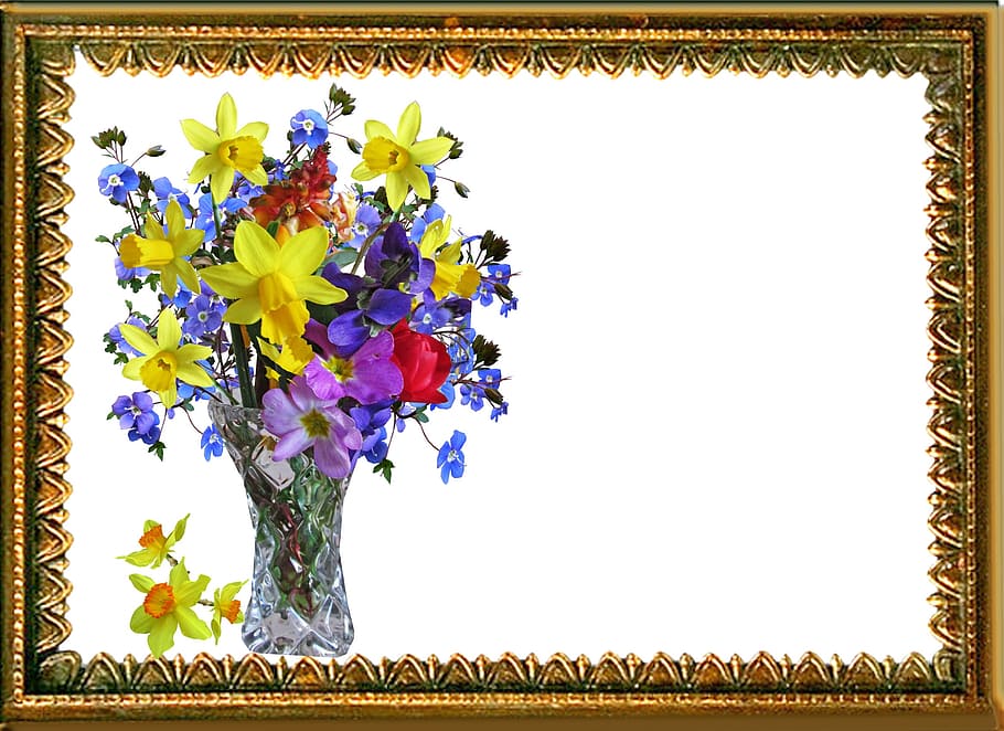 greeting card, flower, vase, plant, flowering plant, nature, beauty in nature, freshness, copy space, frame
