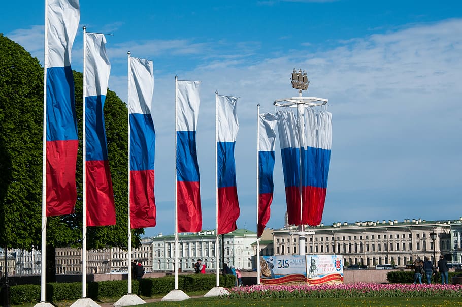 red-white-and-blue, flags, white, buildings, day of the city, flag of russia, state flag, flag, tricolor, russian flag