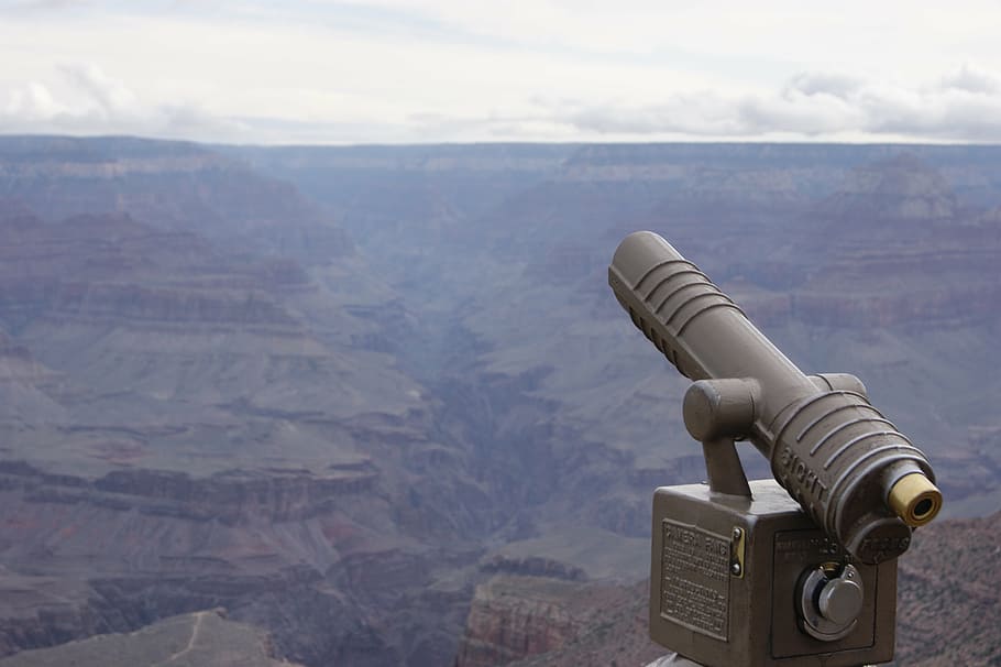 view, telescope, sky, landscape, canyon, grand canyon, viewpoint, scenery, horizon, telescopic