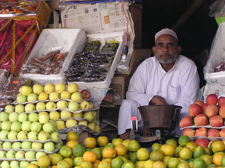 indians, seller, fruit, business, market, food and drink, food, freshness, healthy eating, retail