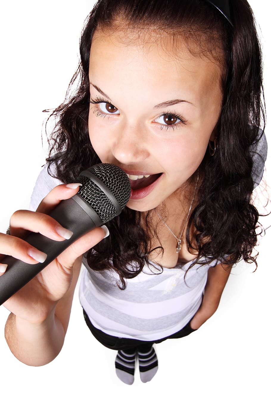mujer con micrófono, audio, hembra, niña, karaoke, micrófono, música, fiesta, gente, pop