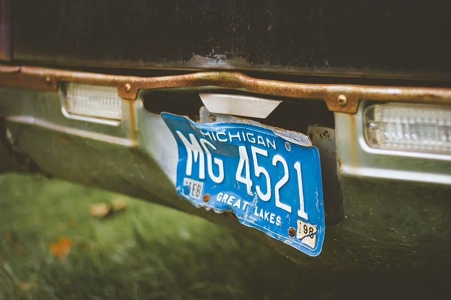 mg, 4521, vehículo, placa, número, azul, blanco, licencia, automóvil, difuminado