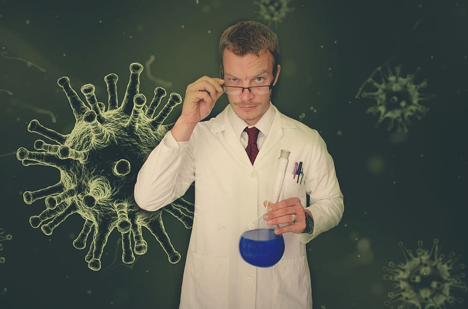 doctor holding flask, scientist, biology, chemist, research, experiment, chemistry, laboratory, discovery, microbiology