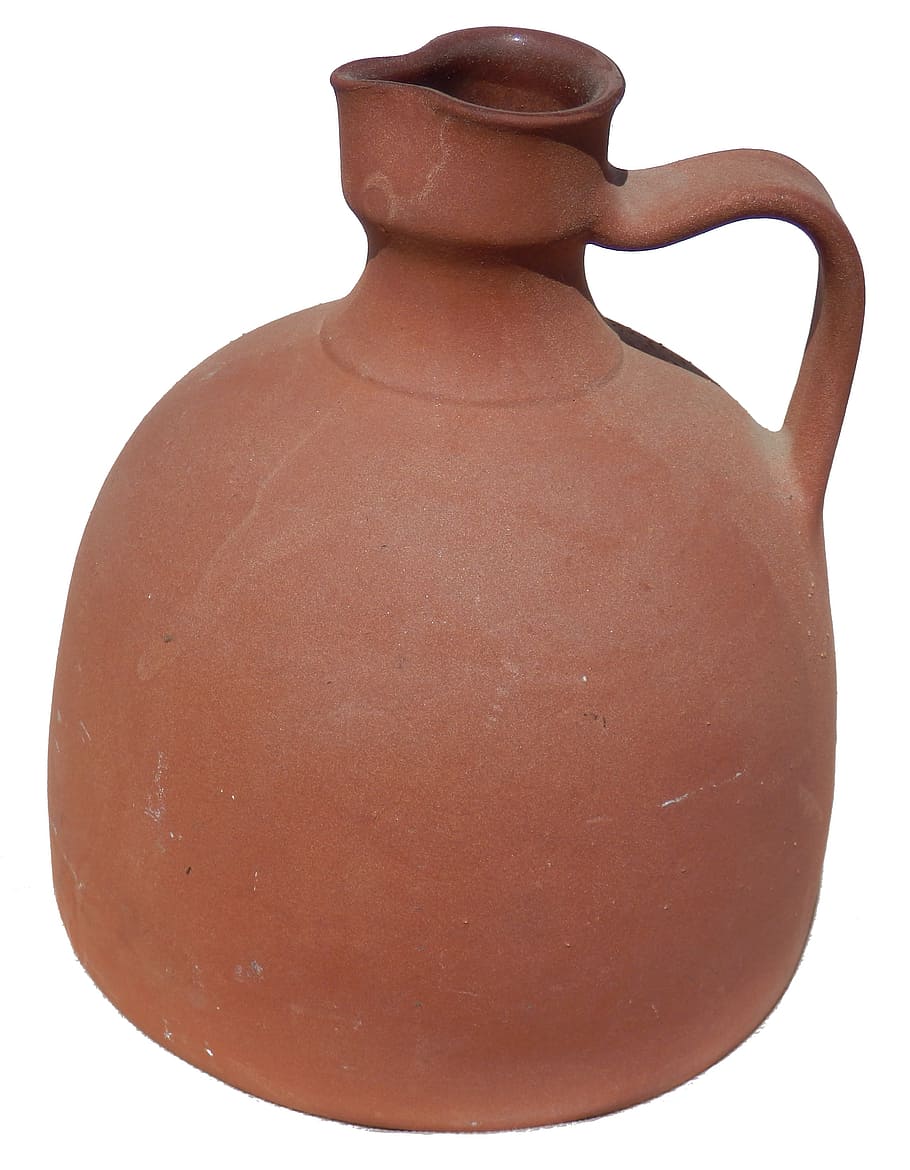 オレンジ粘土投手, 陶器, 水差し, 伝統的な陶器, ギリシャ, セラミック, テラコッタ素材, テラコッタ, 屋内で, 白い背景