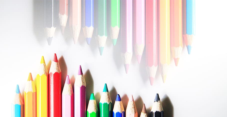 색깔의, 연필, 화이트, 표면, 화려한, 하이라이트, 그림자, 컬러 연필, 디자인, 종이