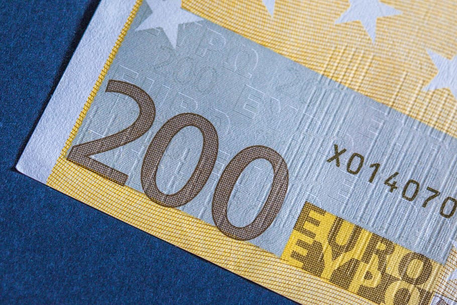 euro, dinero, moneda, billete de un dólar, billete de banco, finanzas, 200 euros, factura, guardar, regalo