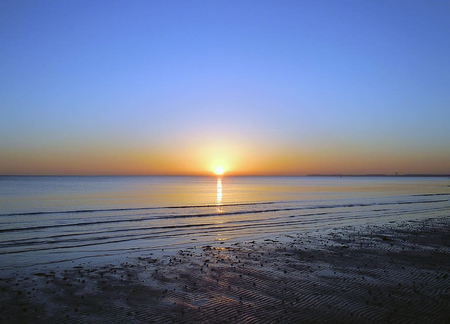 morgenstimmung en el mar, amanecer, contraluz, cielo, mar, agua, puesta de sol, pintorescos - naturaleza, playa, horizonte sobre el agua