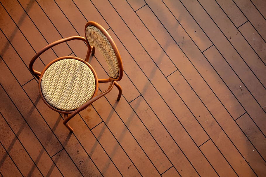 brown, white, wicker chair, aerial, shot, chair, relax, parquet, wood panels, wood