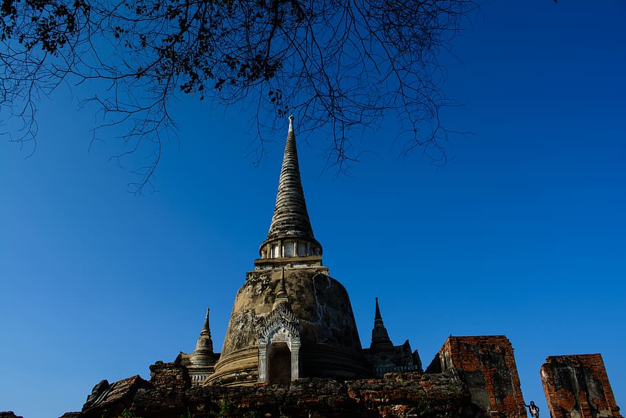 thai temple, archaeological site, thailand, ayutthaya, measure, monastery, religion, sky, belief, architecture