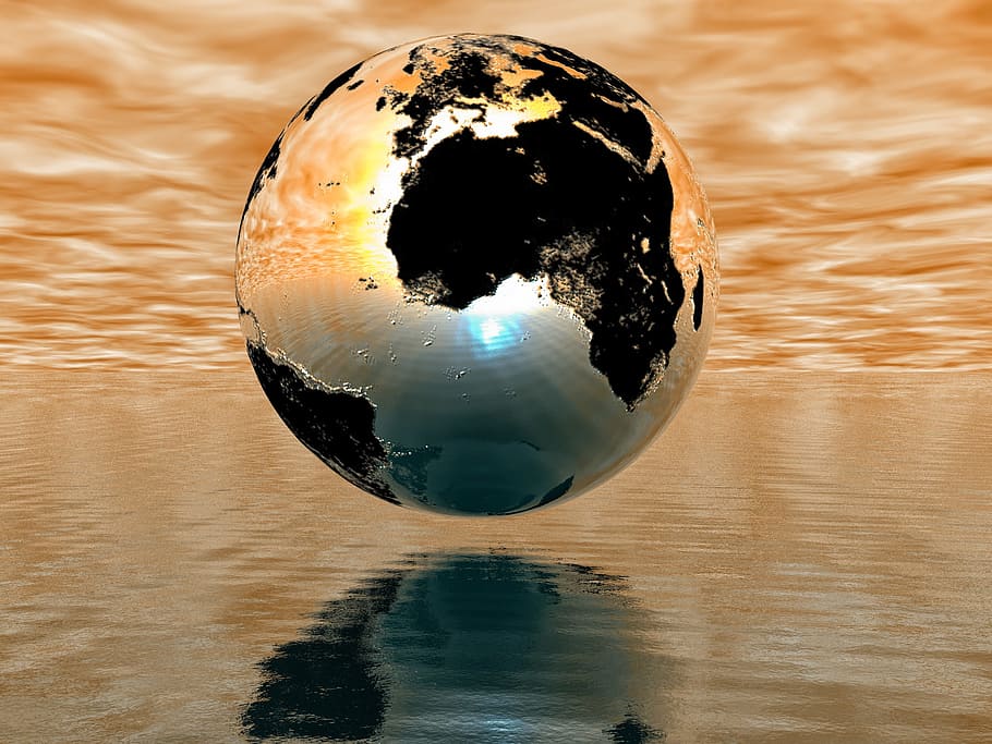 Ilustración del planeta, tierra, globo, bola, planeta, mundo, global, continentes, globalización, medio ambiente