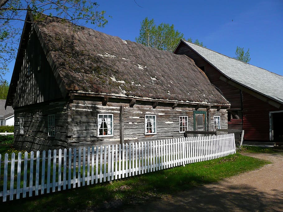log house, barn, wooden, steinbach, mennonite heritage village, manitoba, canada, building, old, wood