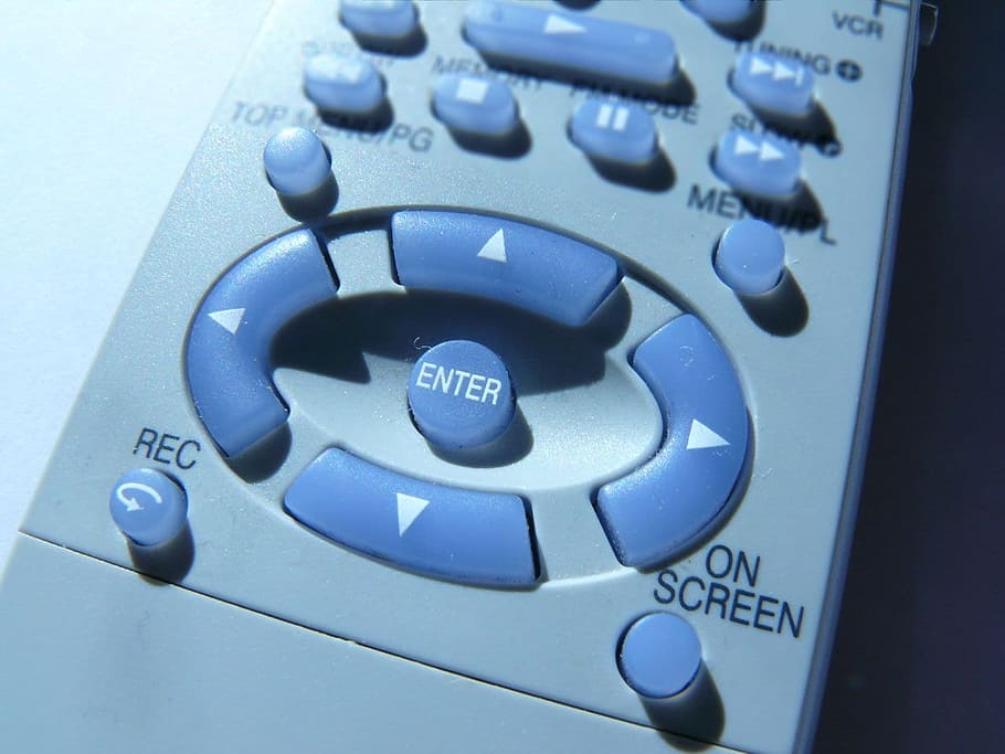 tv, controller, object, remote, control, button, buttons, enter, technology, communication