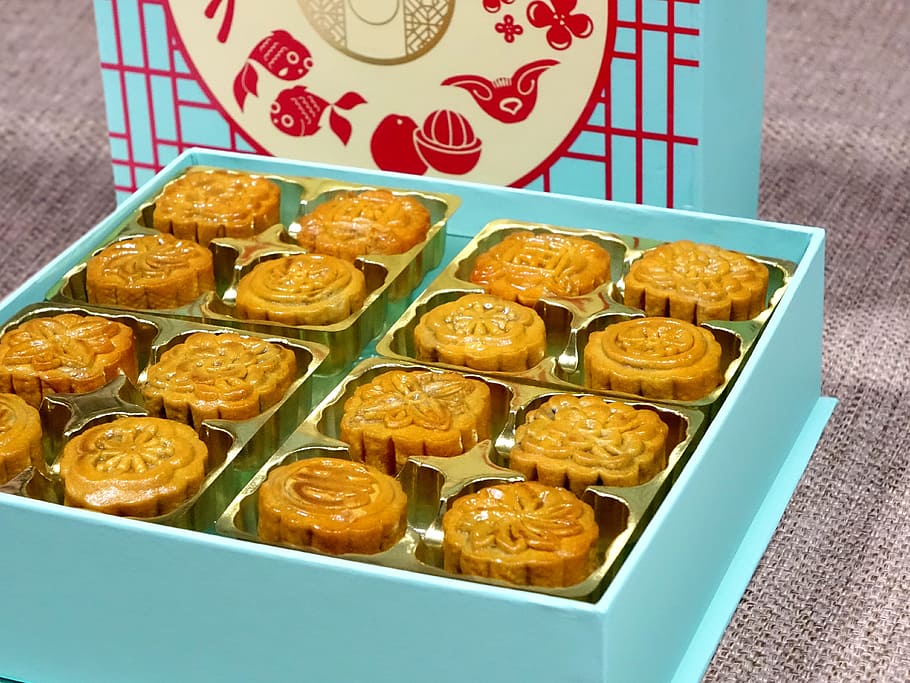 box, moon cakes, mid-autumn festival, traditional, mooncake, mini, celebration, oriental, culture, moon