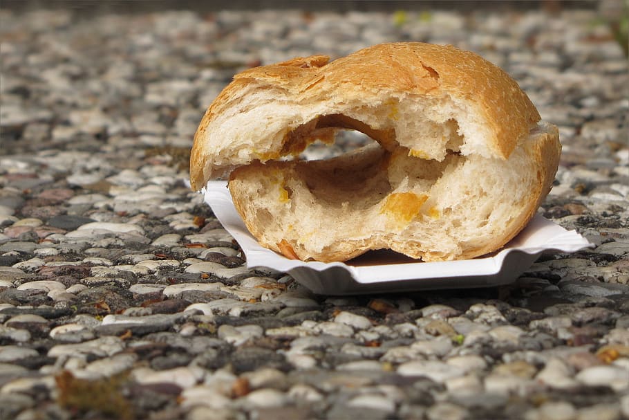 roll, hot dog, by looking, thrown away, food, food and drink, baked, bread, close-up, freshness