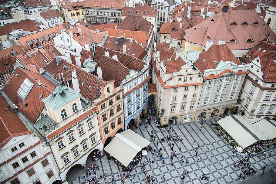 プラハ, 風景, アーキテクチャ, 建築, 都市の景観, 屋根, 眺望, 広場, 旧市街, チェコ共和国