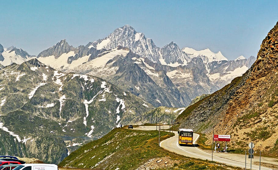 スイス, フルカpassからの眺め, フィンステラーホルン, ベルナーオーバーラント, 4000, ヴァレー, グリムセルpass, ベルクゼー, トッテゼー, 山