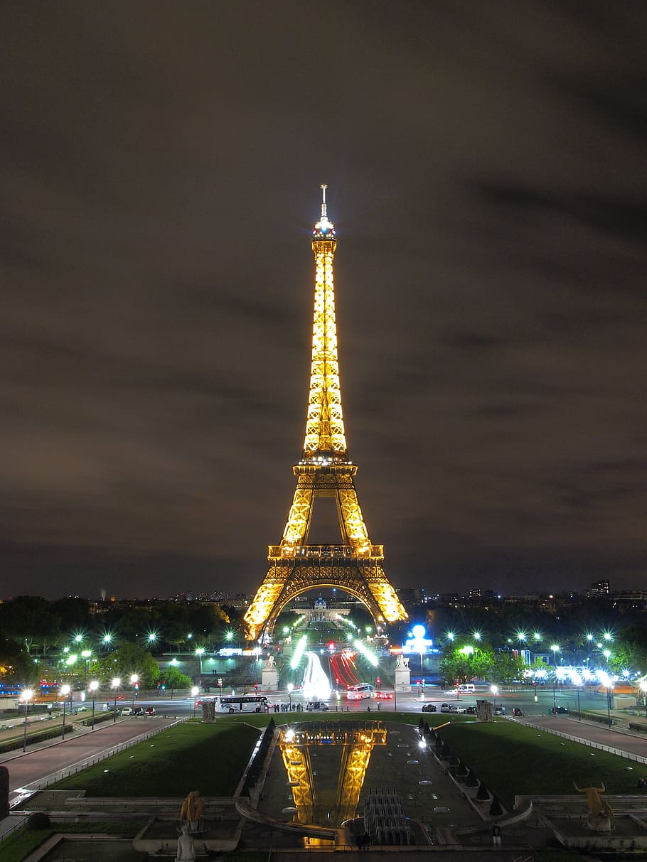 Eiffel Tower, France, Paris, the eiffel tower, night view, tower, architecture, travel destinations, built structure, illuminated