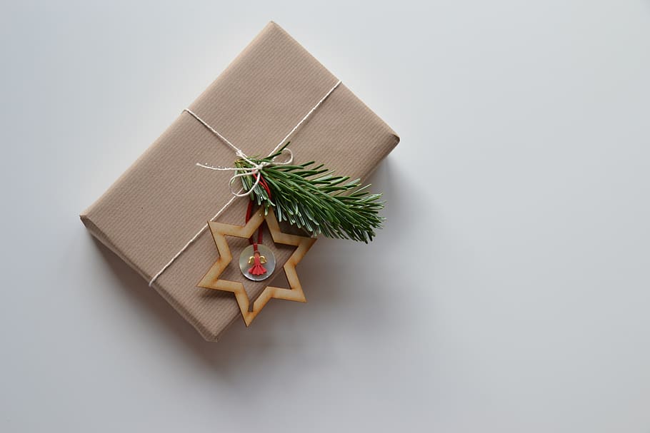 christmas, gift, packaging, loop, packed, festive, star, angel, red, branch