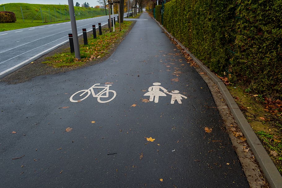 street, sidewalk, urban, walking, cycling, sign, direction, road, communication, the way forward