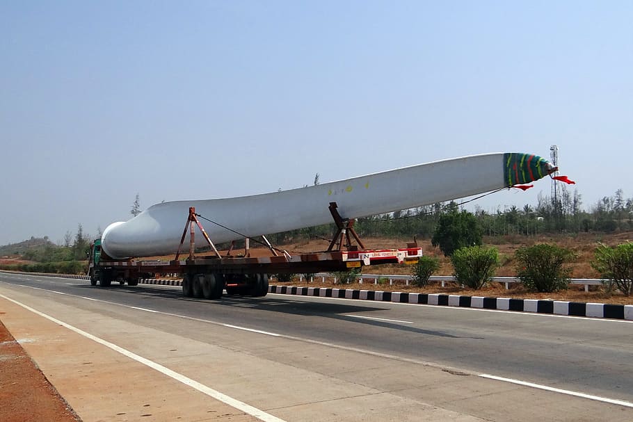 Lorry, long vehicle, vehicle, wind turbine blade, transport, automobile, highway, truck, india, air vehicle