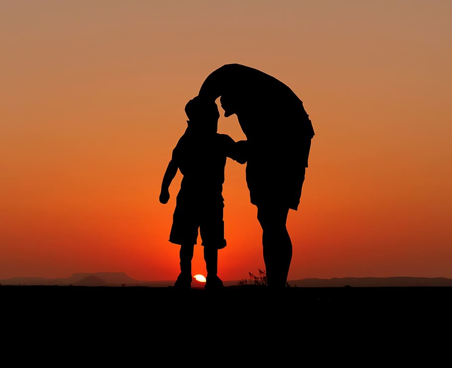 sunset, father, son, papa, set, relative, people, happy, discussion, silhouette