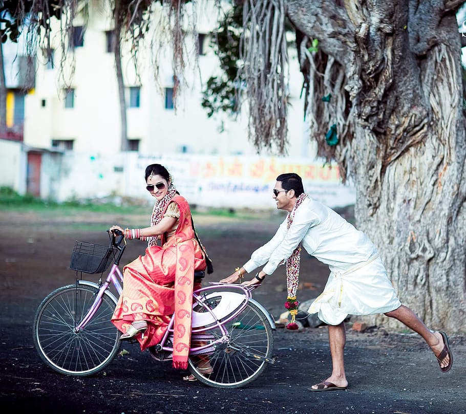 crazy, couple, bicycle, glasses, full length, real people, two people, transportation, men, women