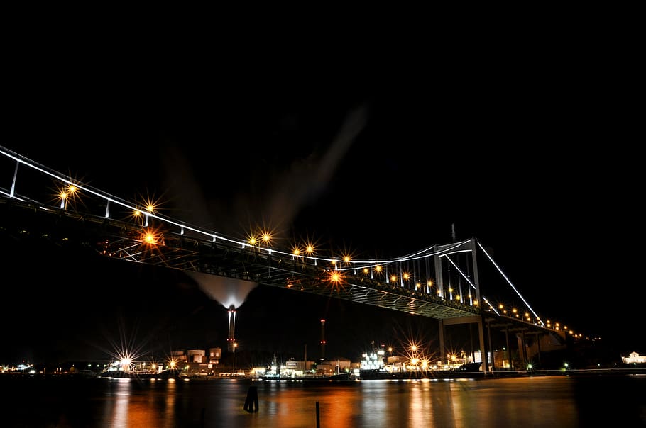 gothenburg, slow shutter speed, bro, night, illuminated, bridge, water, bridge - man made structure, built structure, connection