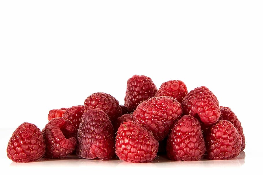 frambuesas, blanco, superficie, pequeñas frutas rojas, fruta roja, fruta, comida, vitaminas, poder, fresa