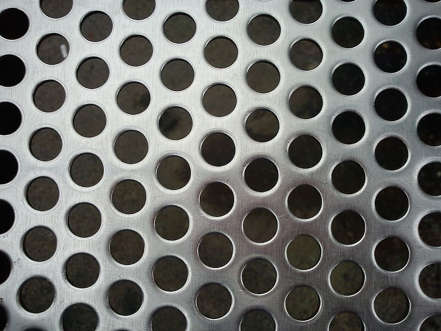 holes, sheet, grid, pattern, metal, perforated sheet, smooth, shiny, gloss, reflection