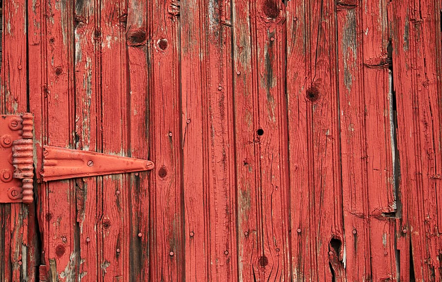 kayu, lumbung, pintu, lapuk, tua, usang, jalan masuk, merah, dilukis, antik