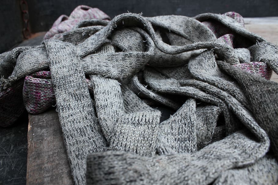 velvet scarves, scarf, iron gray, flannel, close-up, rope, still life, tied up, day, textile
