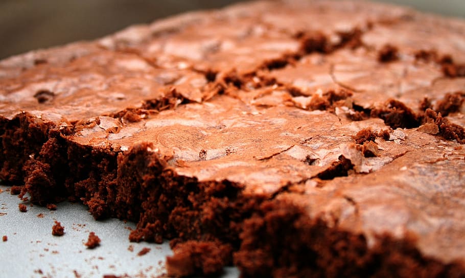 brownies, brownies fudge, camilan, coklat, lezat, suguhan, makanan, manis, kue, dipanggang
